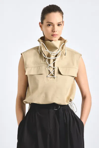 Derek Lam 10 Crosby Solara Stretch Sleeveless Anorak Top In Neutral