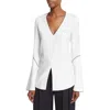 Derek Lam 10 Crosby Split Hem Blouse In White In White