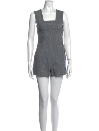 Pre-owned Derek Lam 10 Crosby Square Neckline Romper In Blue