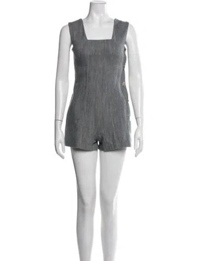 Pre-owned Derek Lam 10 Crosby Square Neckline Romper In Blue