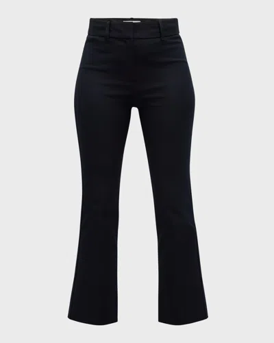 Derek Lam 10 Crosby Stretch-cotton Cropped Flare Trousers In Navy