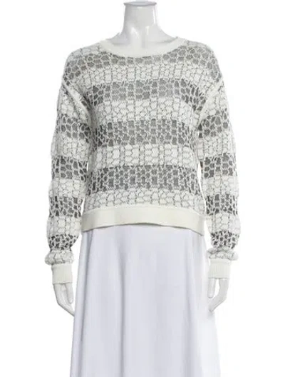 Pre-owned Derek Lam 10 Crosby Striped Bateau Neckline Sweater In White