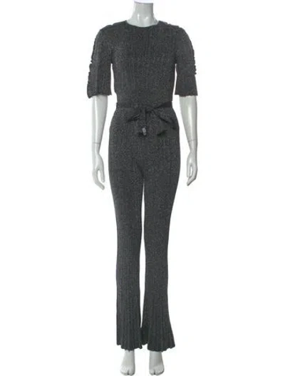Pre-owned Derek Lam 10 Crosby Striped Crew Neck Jumpsuit In Gray