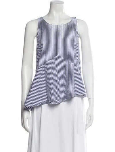 Pre-owned Derek Lam 10 Crosby Striped Crew Neck Top In White