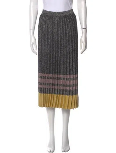 Pre-owned Derek Lam 10 Crosby Striped Midi Length Skirt In Silver