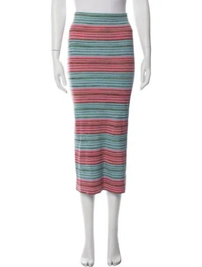 Pre-owned Derek Lam 10 Crosby Striped Midi Length Skirt W/ Tags In Blue