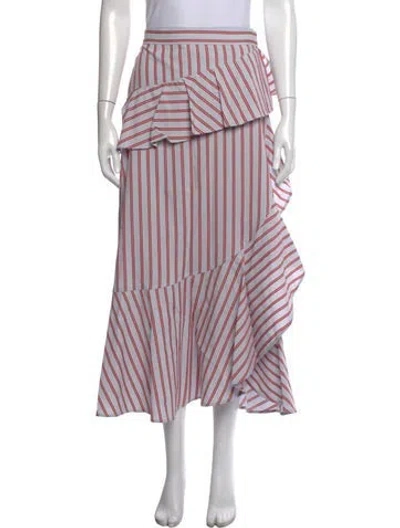 Pre-owned Derek Lam 10 Crosby Striped Midi Length Skirt In White