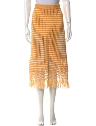 Pre-owned Derek Lam 10 Crosby Striped Midi Length Skirt In Yellow