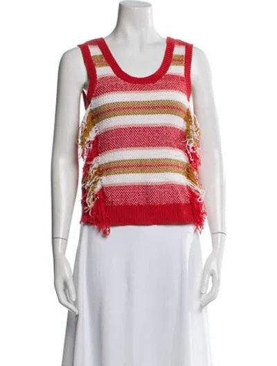 Pre-owned Derek Lam 10 Crosby Striped Scoop Neck Sweater In Red
