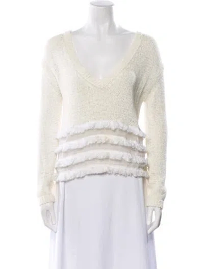 Pre-owned Derek Lam 10 Crosby Striped V-neck Sweater In Neutral