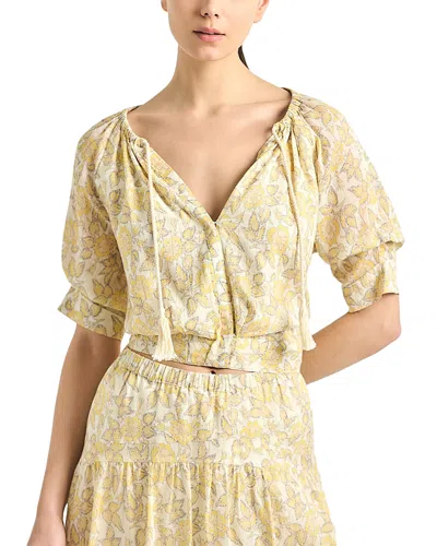 Derek Lam 10 Crosby Suri Printed Blouse In Yellow