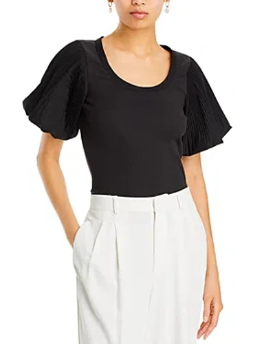 Derek Lam 10 Crosby Suzanne Mixed Media Top In Black