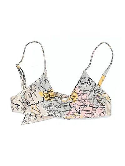 Pre-owned Derek Lam 10 Crosby Swimsuit Top Gray Graphic Pattern Swimwear