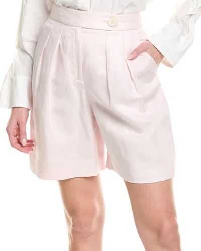 Derek Lam 10 Crosby Terri Wide Leg Linen-blend Short In Neutral