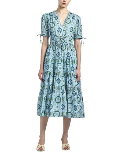 Derek Lam 10 Crosby Thalia Puff Sleeve V-neck Dress In Multi