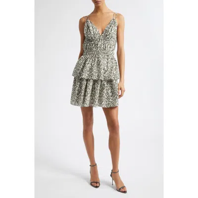 Derek Lam 10 Crosby Theodore Clover Print Minidress In Gray