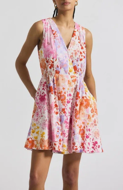 Derek Lam 10 Crosby Tia Floral Stretch Linen Blend Minidress In Multi