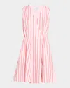 Derek Lam 10 Crosby Tia Striped Fit & Flare Mini Dress In Benibana Multi