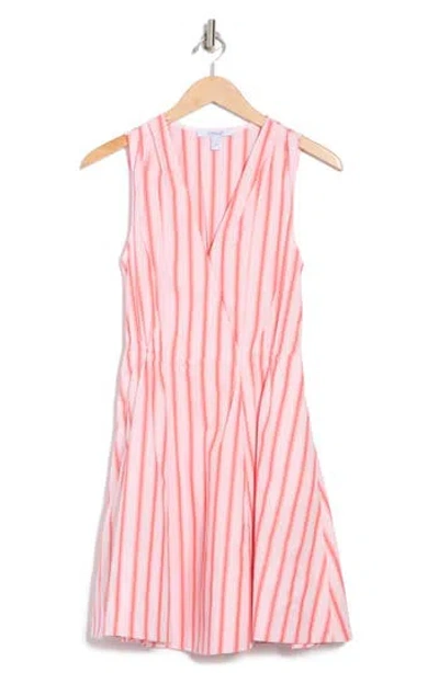 Derek Lam 10 Crosby Tia Stripe Sleeveless Cotton Dress In Pink