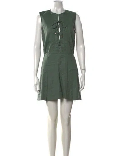 Pre-owned Derek Lam 10 Crosby Tie Neck Jumpsuit In Green
