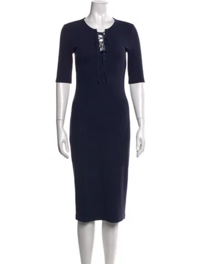 Pre-owned Derek Lam 10 Crosby Tie Neck Knee-length Dress In Grey