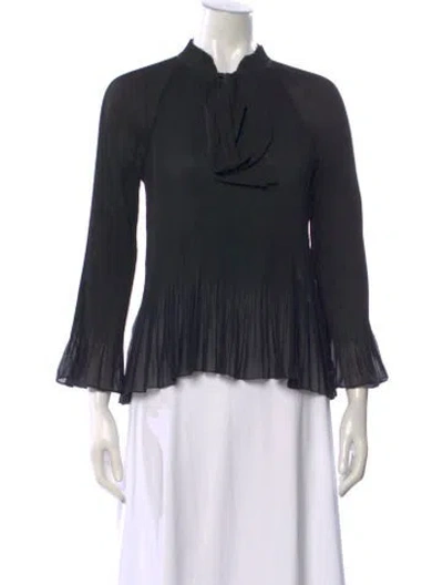 Pre-owned Derek Lam 10 Crosby Tie Neck Long Sleeve Blouse In Black