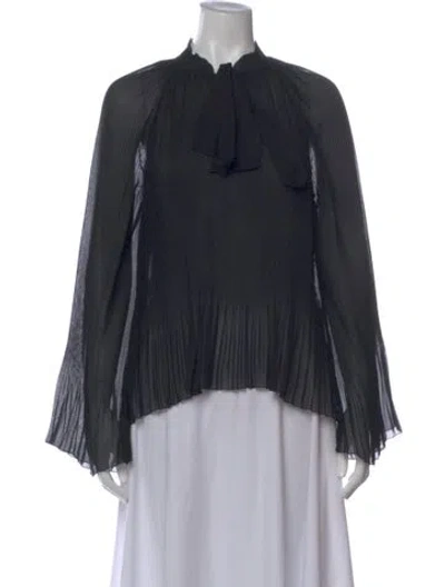 Pre-owned Derek Lam 10 Crosby Tie Neck Long Sleeve Blouse In Black