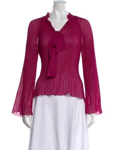 Pre-owned Derek Lam 10 Crosby Tie Neck Long Sleeve Blouse In Purple