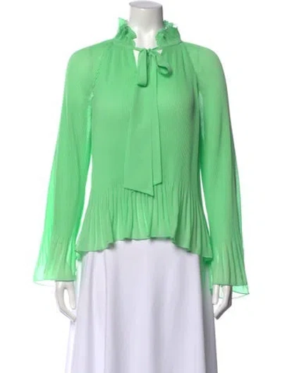 Pre-owned Derek Lam 10 Crosby Tie Neck Long Sleeve Blouse W/ Tags In Green