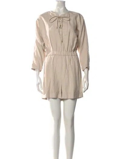 Pre-owned Derek Lam 10 Crosby Tie Neck Romper In Neutral