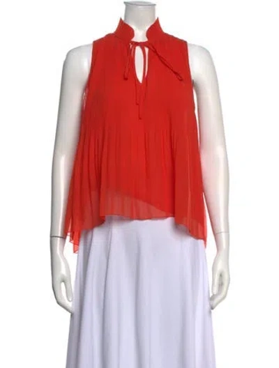 Pre-owned Derek Lam 10 Crosby Tie Neck Sleeveless Blouse In Orange