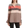 Derek Lam 10 Crosby Tie Sleeve Print Silk Blouse