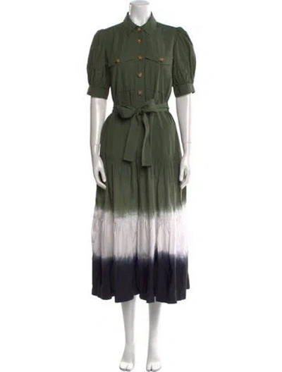 Pre-owned Derek Lam 10 Crosby Tie-dye Print Long Dress In Green