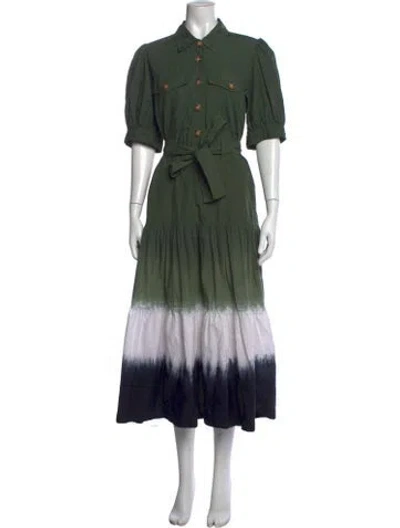 Pre-owned Derek Lam 10 Crosby Tie-dye Print Long Dress In Green