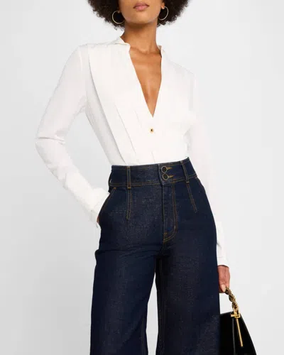 Derek Lam 10 Crosby Tiffany Pleat Front Shirt In Blanc In White