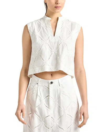 Derek Lam 10 Crosby Tilda Cotton Eyelet Sleeveless Top In White