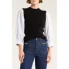 Derek Lam 10 Crosby Tirza Mixed Media Sweater In Black
