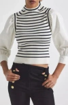 Derek Lam 10 Crosby Tirza Mixed Media Sweater In White