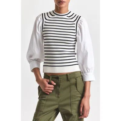 Derek Lam 10 Crosby Tirza Mixed Media Sweater In Multi