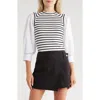 Derek Lam 10 Crosby Tirza Mixed Media Wool-blend Top In White