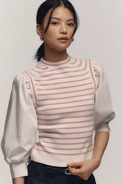 DEREK LAM 10 CROSBY TIRZA MIXED MEDIA SWEATER