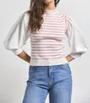 Derek Lam 10 Crosby Tirza Mixed Media Top In Venetian Pink