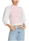 Derek Lam 10 Crosby Tirza Mixed Media Top In Venetian Pink In White