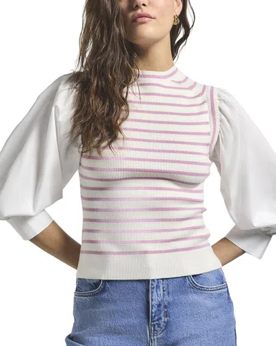 Derek Lam 10 Crosby Tirza Mixed Media Top In Multi