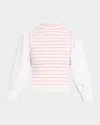 Derek Lam 10 Crosby Tirza Mixed Media Wool Blend Top In Venetian Pink Multi