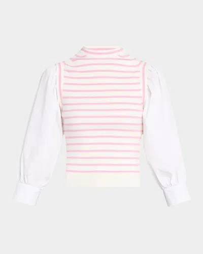DEREK LAM 10 CROSBY TIRZA MIXED-MEDIA TOP