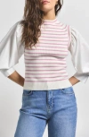 Derek Lam 10 Crosby Tirza Mixed Media Wool Blend Top In Pink