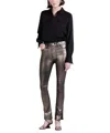 Derek Lam 10 Crosby Kyle Metallic High Rise Split Hem Skinny Jeans In Brown