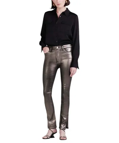 DEREK LAM 10 CROSBY TOOTSIES HIGH RISE METALLIC COATED JEANS IN GOLD