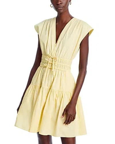 Derek Lam 10 Crosby Tora Cotton V Neck Dress In Buttermilk